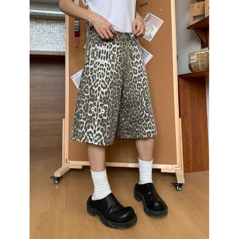 

JYL Women s Denim Shorts Cross-Border Leopard Printed Summer American Loose Fifth Pants M античний фуксії кольору
