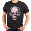 Cool Vintage Skull with Headphones Music Womens or Mens Crewneck 100% Cotton T-shirt Mens Tees Top Tee