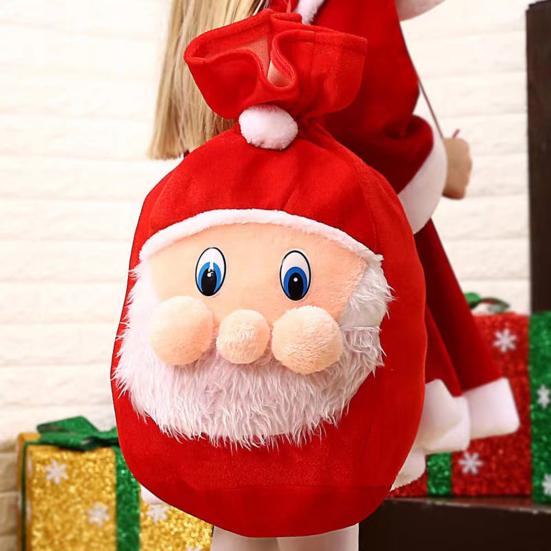 Christmas Santa Sack Large Drawstring Candy Gift Bags 3D Santa Claus Backpack for Santa Costume Holiday Party Supplies Gift Wrap