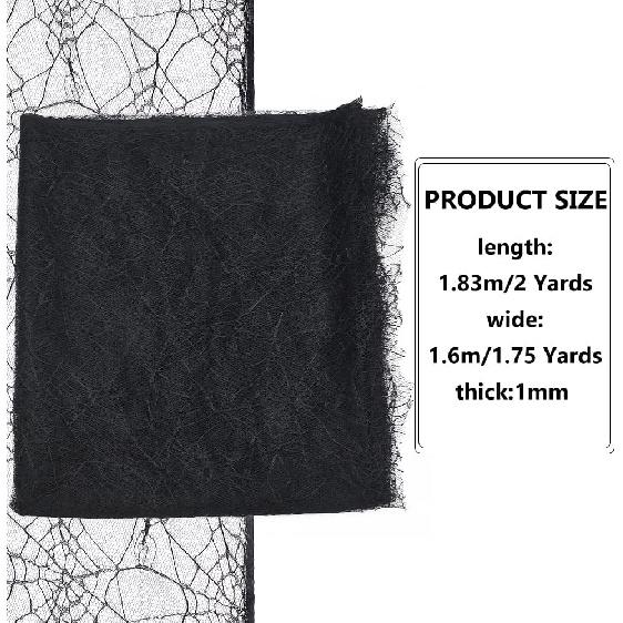 PH PandaHall 70x62 Inch Spider Web Lace Fabric, Black Lace Web Embroidered Lace Sewing Fabric Tablecloth Fabric Lace for DIY Dress Party Overlay