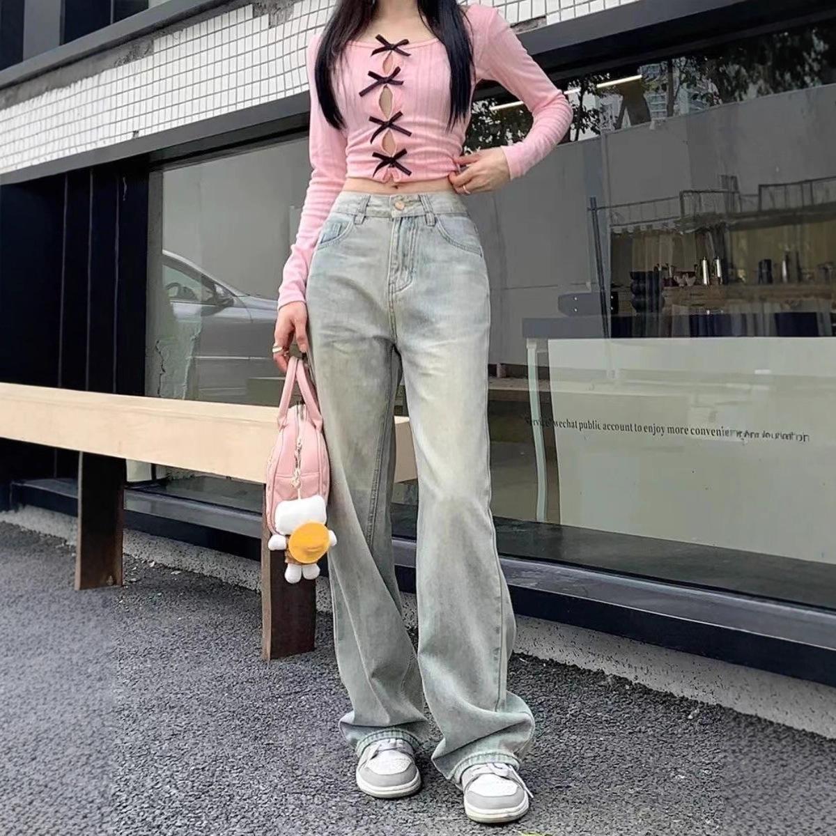 

American Yellow Wide-Leg High-Waisted Plush Jeans - Autumn/Winter 2025 Collection Small (S)