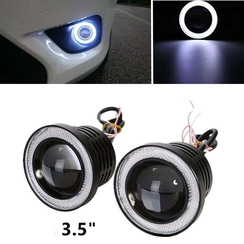 1 pcs 3.5" Angel Eyes LED Fog Light Car SUV Universal White Driving Head Lamp 12V