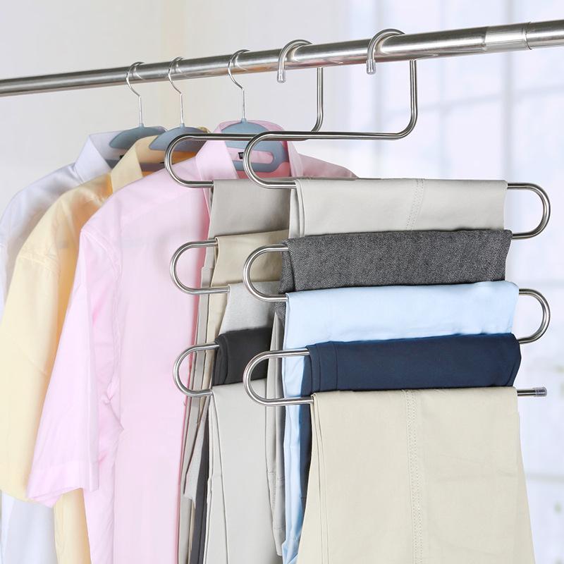 Stainless Steel Multi-layer S-shaped Space-saving Non-slip Pants & Scarf Rack