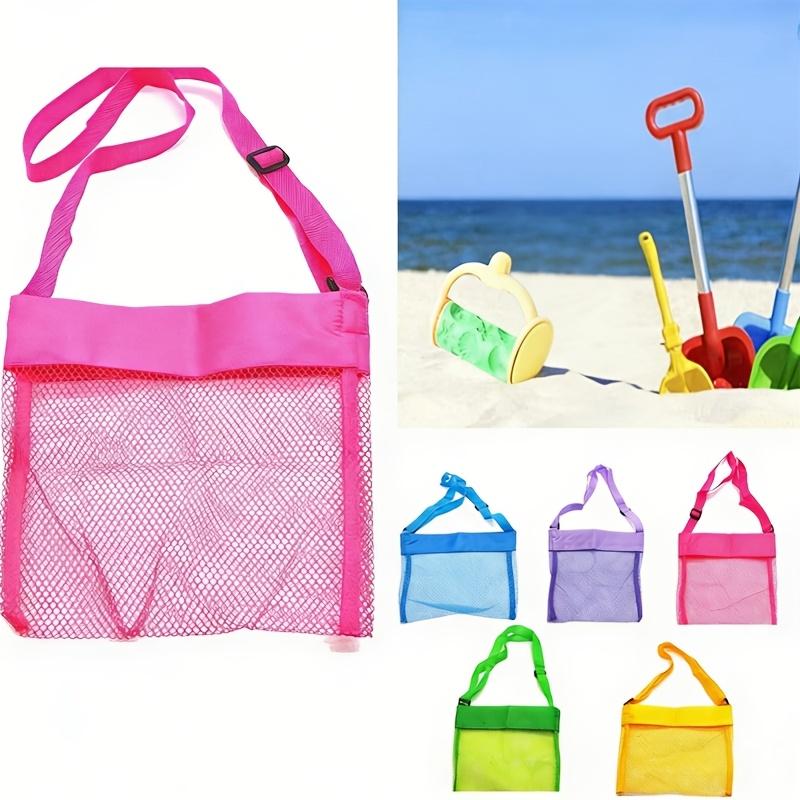 Multifunctional Mesh Beach Bag: Adjustable Buckle, Crossbody/Hand-carry for Shells, Sand Toys & Sundries. Colorful & Breathable!