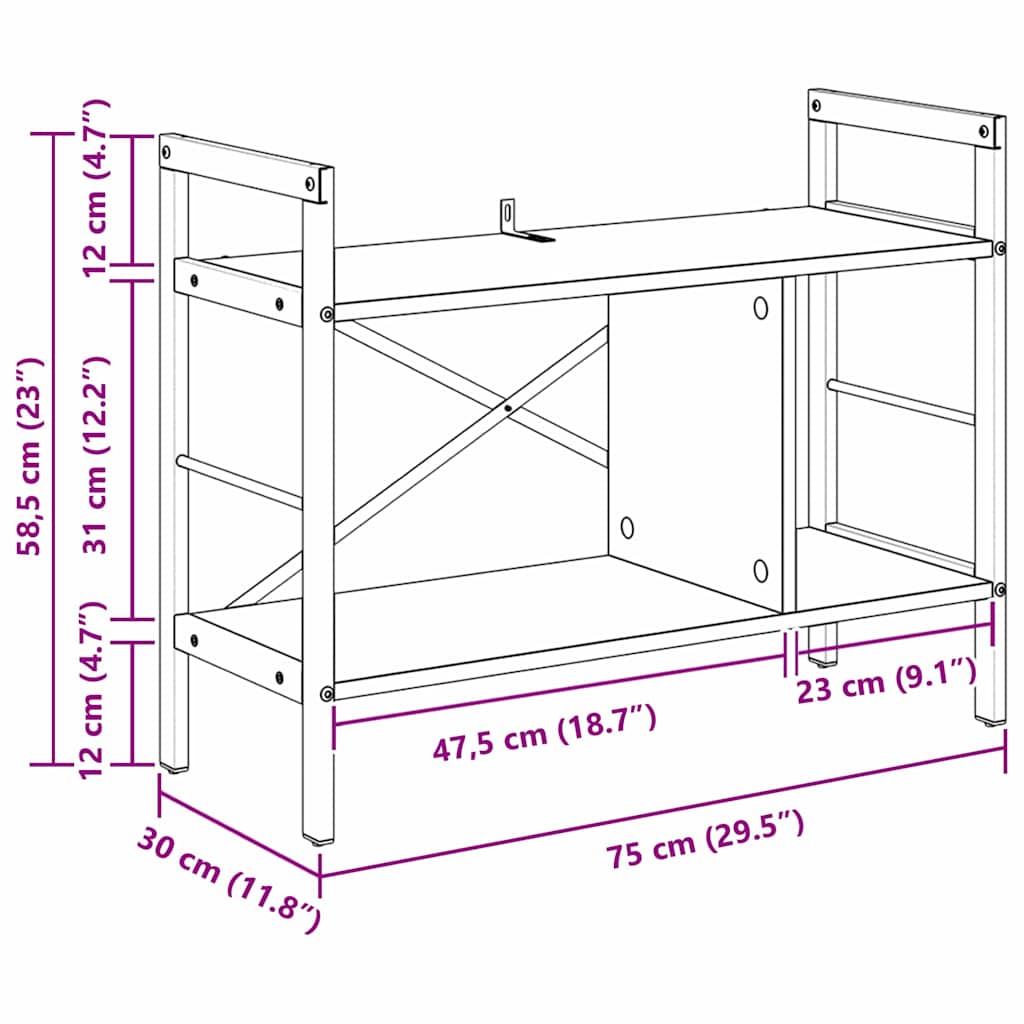 Bookshelf Sonoma Oak 75 x 30 x 58.5 cm Particleboard