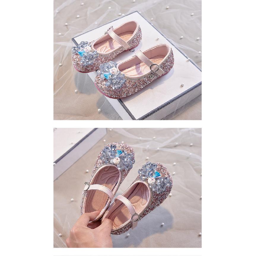 Children's Princess Shoes Crystal Shoes Elsa Dress Shoes Spring and Autumn New Girls' Leather Shoes Soft Sole Baby Single Shoes