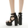 Fashion NEW NIGHTCLUB BELT BUCKLE SUPER HIGH BLOCK HEEL NIGHTCLUB 13CM SLIM SHALLOW MOUTH FISHMOUTH WOMEN'S SANDALS
