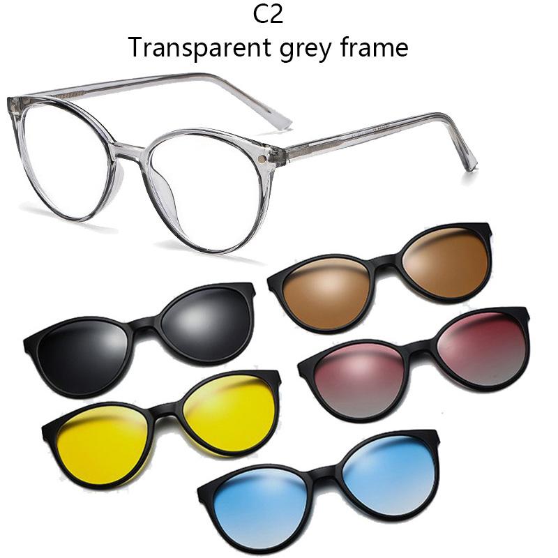 

1207 Magnetic Eyeglasses Vintage Retro Plug-In Sunglasses for Men Women s Clip Sunglasses Myopic Eyeglasses Spring Mirror leg 6 IN 1