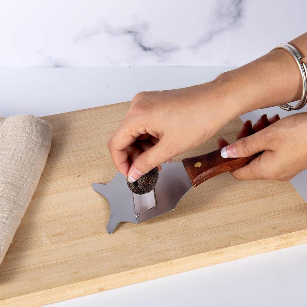 IMEEA Truffle Slicer Shaver Stainless Steel Chocolate Cheese Shaver Grater Curler with Adjustable Smooth Blade and Wood Handle