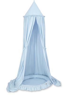 Set: Hanging Cotton Canopy for a Children's Room and a Nest with a Ruffle - Blue