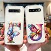 For Samsung Galaxy S10 Plus S10+ S10e Silicone Cover Transparent Clear Samsung s10 Cute Blue Butterfly Flower Letters Phone Case