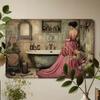 Metallschild im Vintage-Stil - Frau beim Anziehen im Badezimmer - Folienprägung Wandkunst für Heim- und Garagendekor, Eisenmaterial