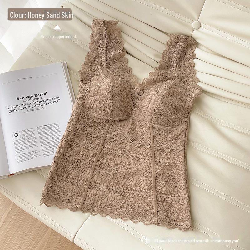 

Теплый жилет из французского кружева с добавлением графена для женщин — на бархатной подкладке, со встроенной чашкой, идеально подходит для осени и зимы Medium (80-115 lbs)