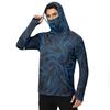 Men's Casual Outdoor Hooded Long Sleeve Sun Protection Shirt Lightweight Breathable Striped Printed Pullover Top for Sports Hiking Fishing