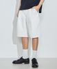 Odeoakaibeu Single-Pleat Wide Travel Denim Half Pants Ivory