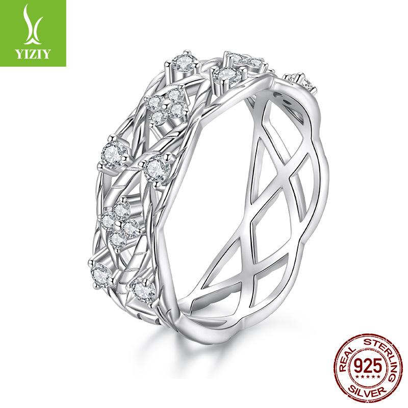 

Кольцо с лозой четырехлистного клевера, счастливым муассанитом, роскошная премиальная линия, кольцо из стерлингового серебра S925 8