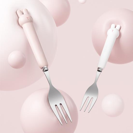 1 Zestaw Łyżka Sztućce Wygodny Chwyt Małe i Wykwintne Kreatywne Przenośne Kreskówkowe Naczynia Królik Ze Stali Nierdzewnej Łyżka