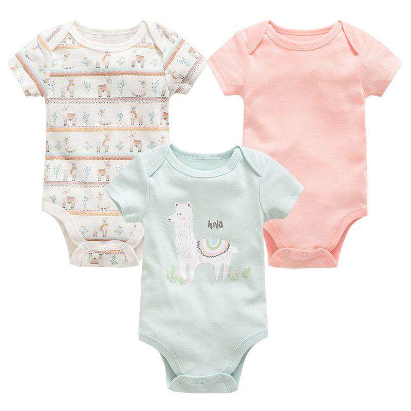 Baby Romper Summer Short-Sleeve Thin Triangle Onesie Three-Piece Set for Boys and Girls 0-3 Months 6