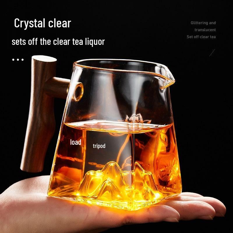 HANDUNYOU Heat-Resistant Glass Fairness Cup with Wooden Handle