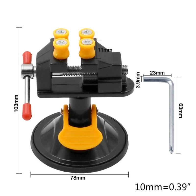 Mini Adjustable Fixed Electric Small Table Bench Vise 360 ° Rotatable Grinder Rotary Hand Drill Suction Cup Fixed Frame