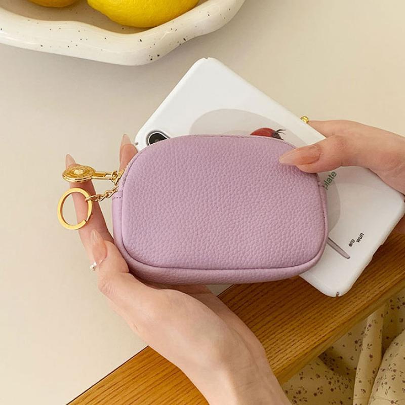 Mini Pu Keychain Coin Purse Lipstick Pouch Makeup Storage Earphone Storage Bag Wallet Korean Style Bag Pendant Accessories