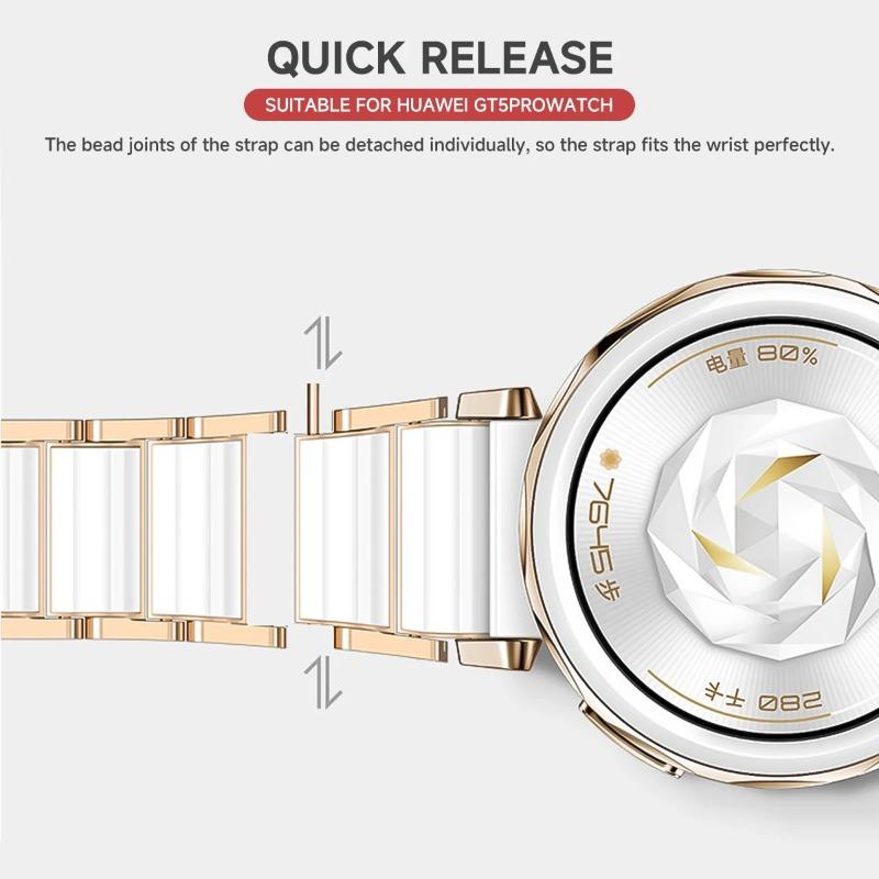 Nový 18mm keramický řemínek pro Huawei Watch GT5 Pro 42mm GT6-5 41mm Dámský luxusní náramek na zápěstí pro Huawei Watch GT6-5-4 41mm