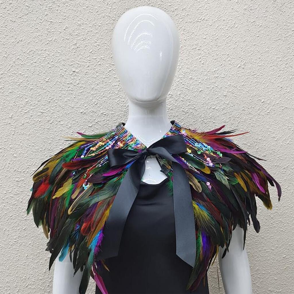 Gothic Feather Shawl Stage Makeup Ball Costume Accessories