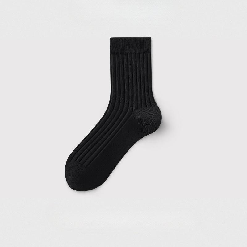 36-44 Plus High Quality Men's Business Cotton Socks Medium Vertical Stripe Breathable Sports Socks