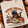 Witchy Biscuits Black Cat Shirt, Halloween Baking Tee, Spooky Kitty Graphic, Vintage Bakery Halloween Shirt