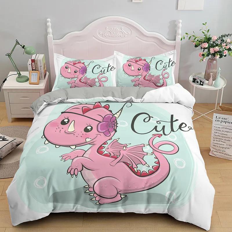 

Cartoon Dinosaur Duvet Cover King Queen Kids Jurassic World Stegosaurus Tyrannosaurus Bedding Set 2/3Pcs Polyester Quilt Cover 70x133cm 2pcs