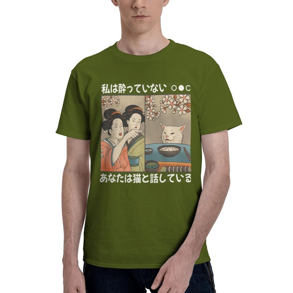 Herren Damen T-Shirt Japanische Frau schreit eine Katze an T-Shirts Harajuku Sommer T-Shirt Klassisches Muster 100% Baumwolle Oberteile Geschenk