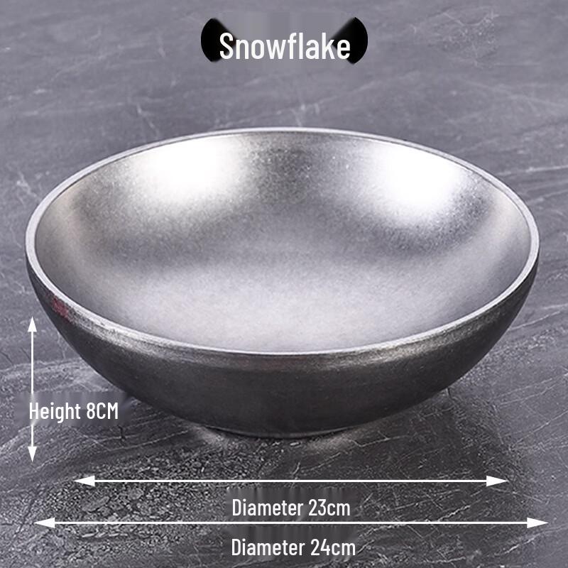 Korean Style Retro 304 Stainless Steel High-Foot Ramen & Salad Bowl 24cm