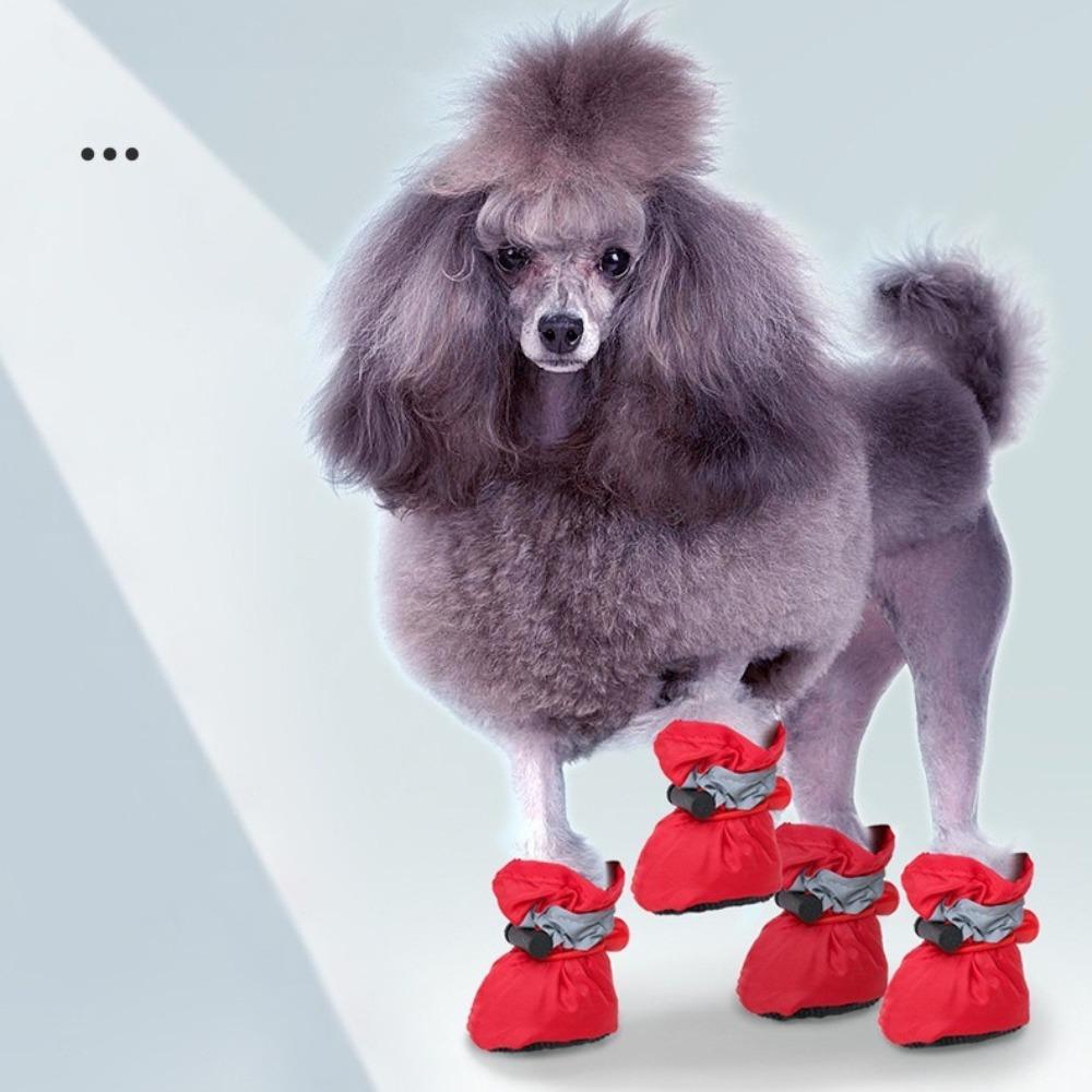 4 pieces, Pet shoes, reflective, rain boots for outdoor use, anti fall, teddy bear, teddy bear, dog shoes, soft sole, waterproof shoes, pet supplies