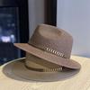New Sun Protection Hat with Sunshade, Belt Buckle, Flat-top Hat, Outdoor Beach Outing Straw Hat, Women's Summer Versatile Trendy Hat