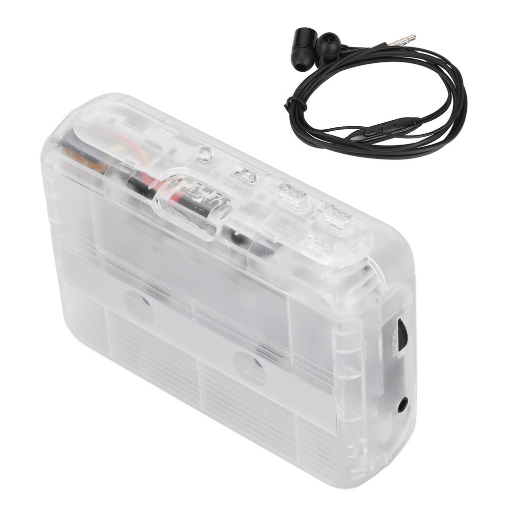FM Radio Cassette Player Classic Style Multifunction Bluetooth 5.0 Portable Tape Player Transparent