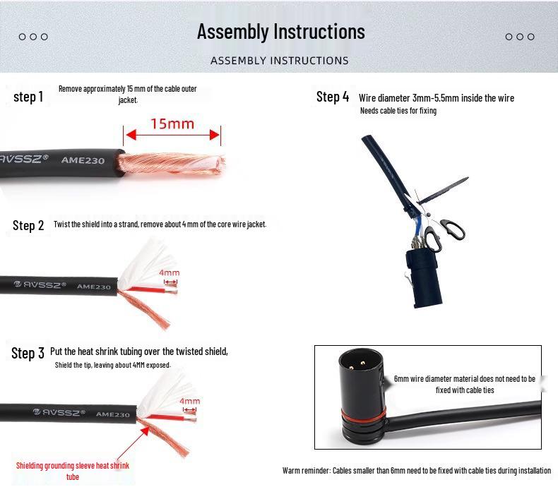 AVSSZ FX3 Gold-Plated XLR L-Shaped Microphone Cable, Short Male to Female Audio Connector