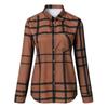 Women's Casual Loose Lapel Long Sleeve Plaid Printed Shirt Blouse Shirts Tops