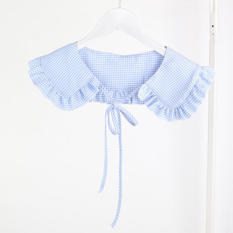 Elegant Plaid Shawl Fake Collar Women Lolita Doll Ruffle False Collar Shoulder Wrap Detachable Tie Clothing Accessories