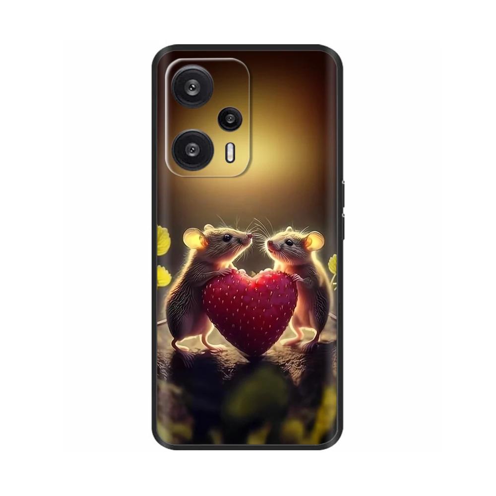 Black Silicone Case For Xiaomi Poco F5 Case For Poco F5 Pro Printed Phone Cover for Xiaomi Poco F5 5G PocoF5 Shockproof Shell