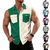 Chemise sans manches légère à revers et boutons pour homme, idéale pour le travail.