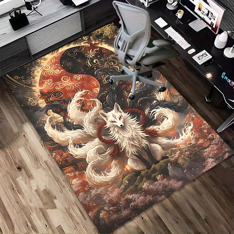 1pc Yin-Yang Fox Themed Rug for Home Decor, Non-slip Office Carpet, Chair mat, Outdoor Mat, Christmas and Halloween gifts-0731037