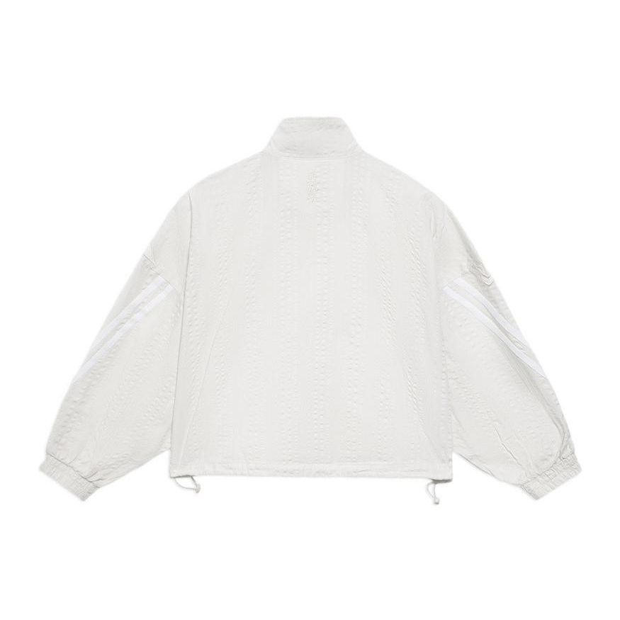 Li Ning Plain Letter Logo Striped Zipper Stand Collar Casual Jacket Women Jackets Cloud-White AFDS344-2