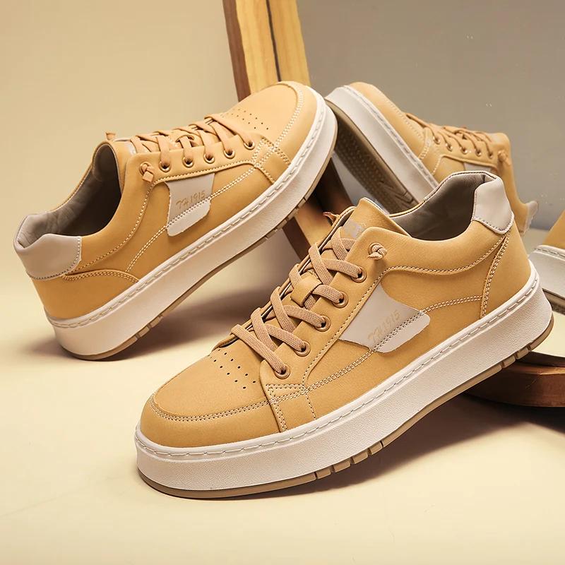 Fashion Casual Leather Outdoor Sneaker Tennis Men Vulcanized Shoes 2024 Antiskid Runnin Shoes Luxury Brand Thick Bottom Driving Shoes