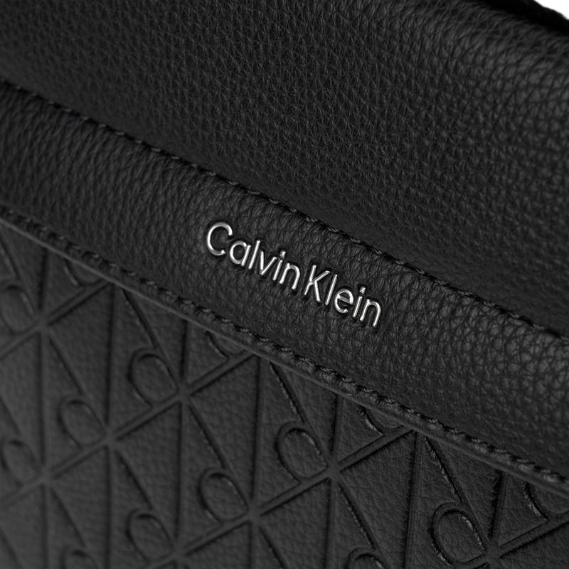 Calvin Klein Monogram Pattern Large Capacity Fabric Backpack Men Backpacks Space-Black 4D3202G-UB1