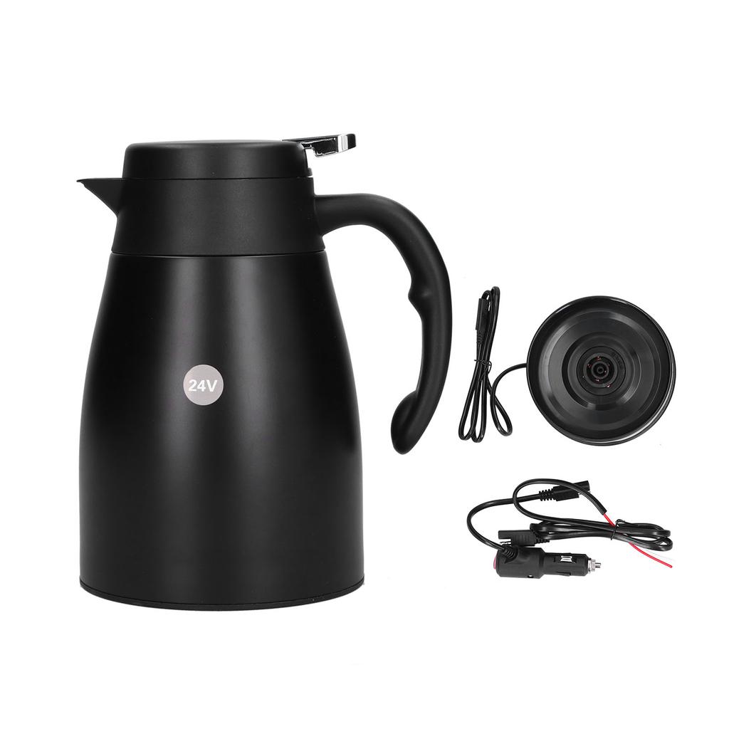24V 1200ml Car Water Heater Pot with Base Portable Stainless Steel Electric Kettle Pot for Truck
