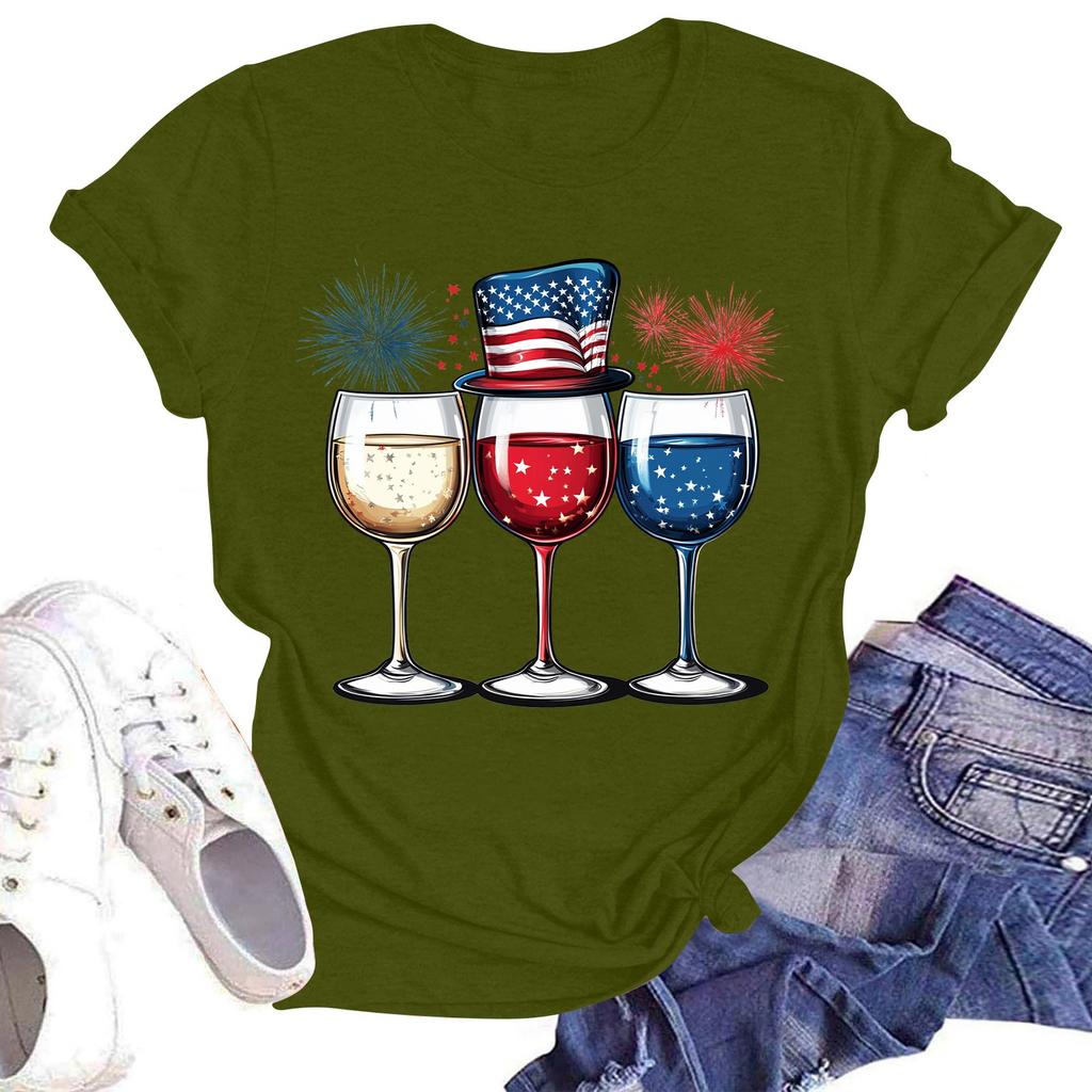 Women's Fashion Plus Size Vintage LA Print Casual Short-Sleeved Top