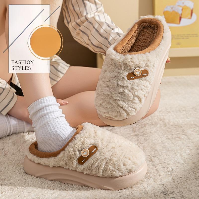 The New Home Thick-soled Anti-slip Slippers Are Fashionable, Cute and Warm Cotton Shoes