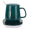 Constant Temperature Cup with Mug Warmer Thermostatic Coaster Mug and Warmer Pad CN (Green(Cup Lid