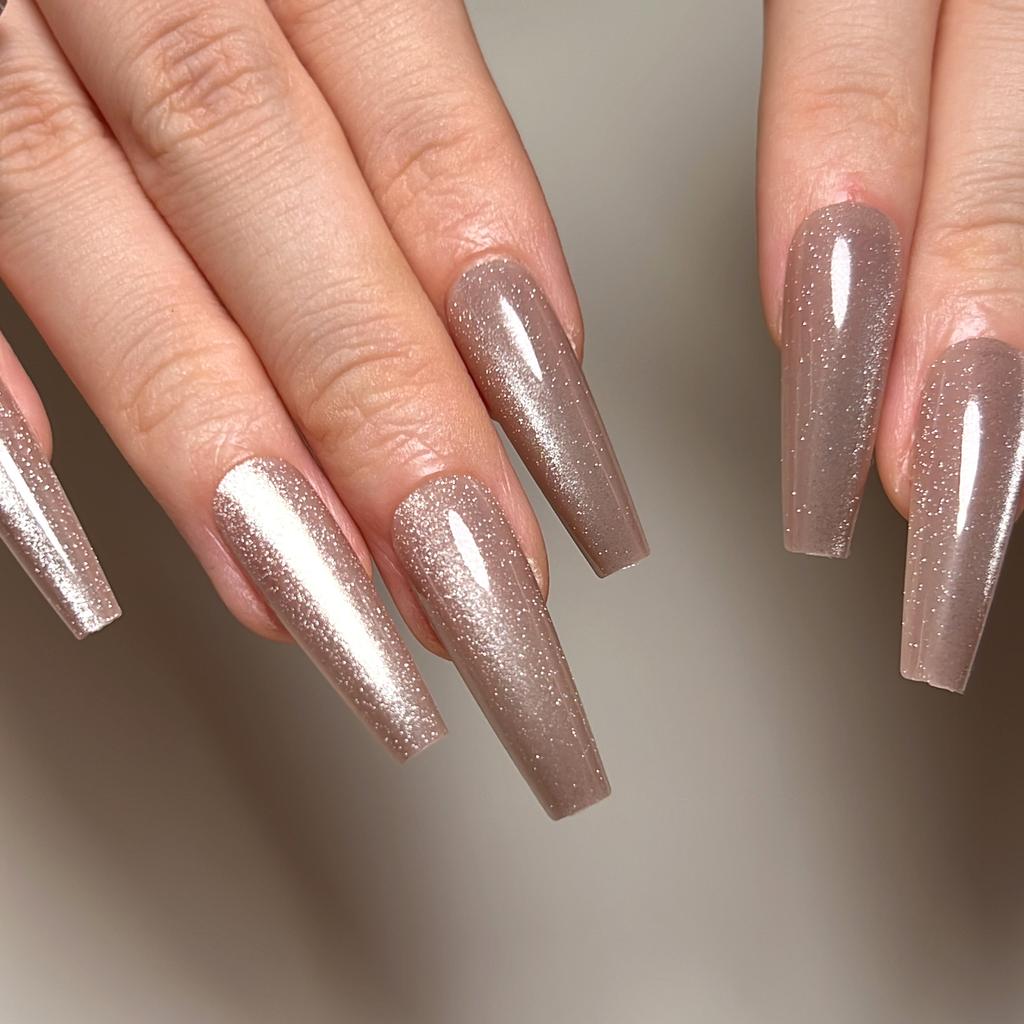 24pcs/set Press On Nail Full Cover Long Opal Nail Stickers Ballet Fake Nails Wear Manicure