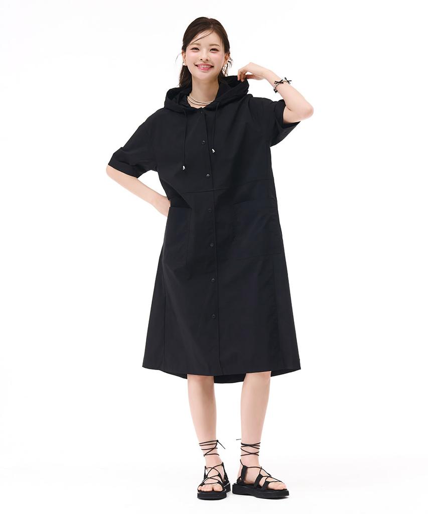Chase Cult Women'S Lightweight Hooded Short Sleeve Dress - Black